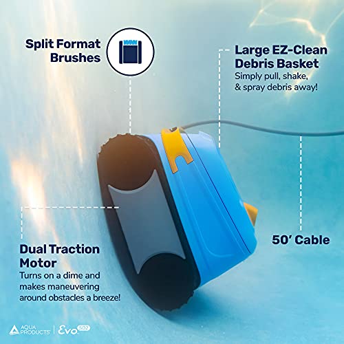 Aqua Products Evo502 Robotic Pool Cleaner, Automatic Vacuum for Inground Pools up to 40ft
