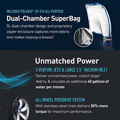 Polaris Vac-Sweep 3900 Sport Pressure Inground Pool Cleaner, Triple Jet Powered